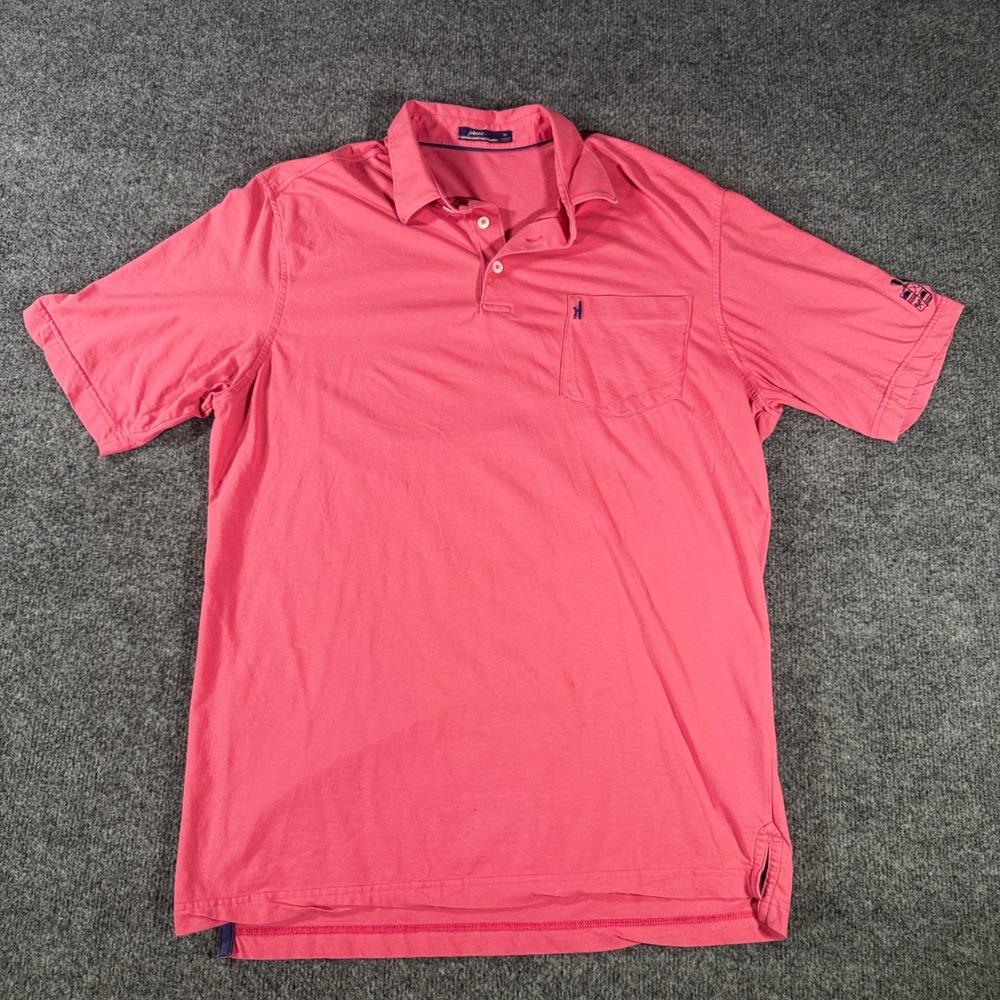 Johnnie-O Polo Shirt Mens Medium Pink Cotton Spandex Short Sleeve Golf M READ